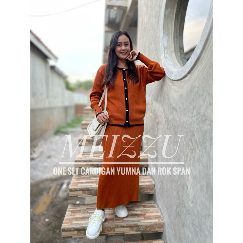 PREMIUM ONE SET ROK SPAN DAN CARDIGAN RAJUT
