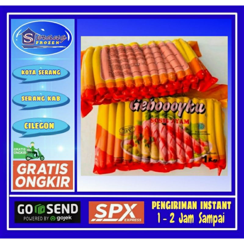 

Sosis panjang, 1 Kg Sosis Ayam Gebooyku Long, Serang Frozen
