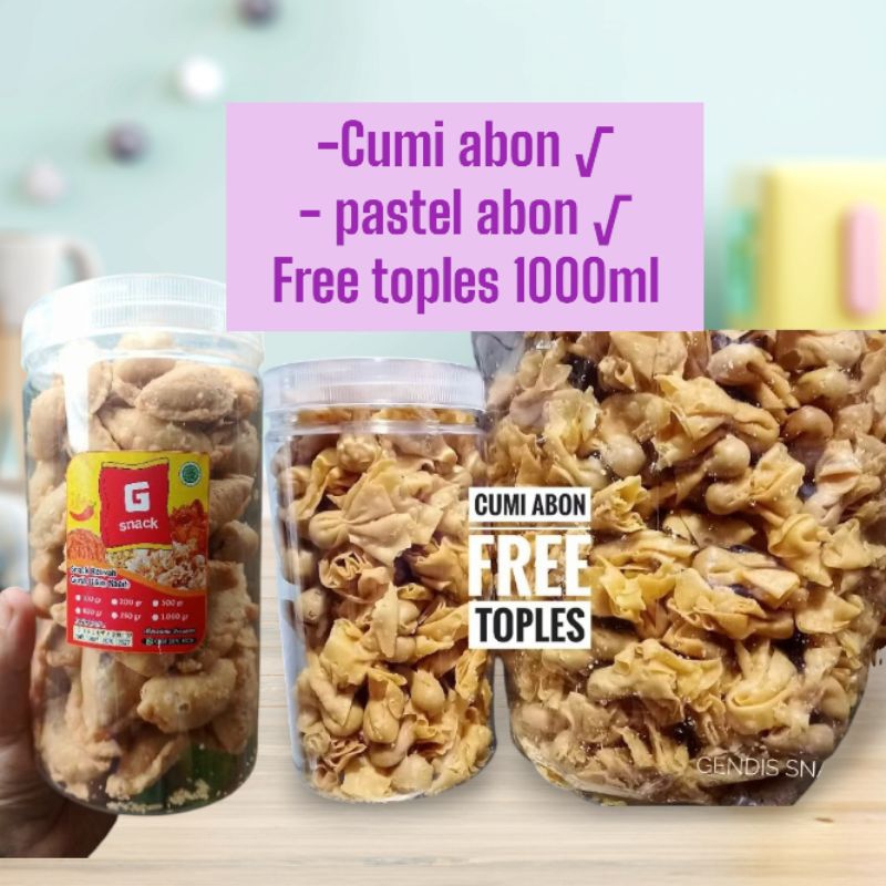 

Pangsit cumi abon free toples 1000ml free PACKING DUS - produk homemade gurih renyah