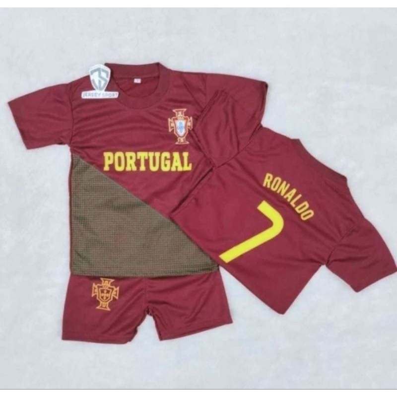 Setelan Jersey Bola Portugal Kaos Bola Negara Piala Dunia Setelan Anak Motif Baru portugal