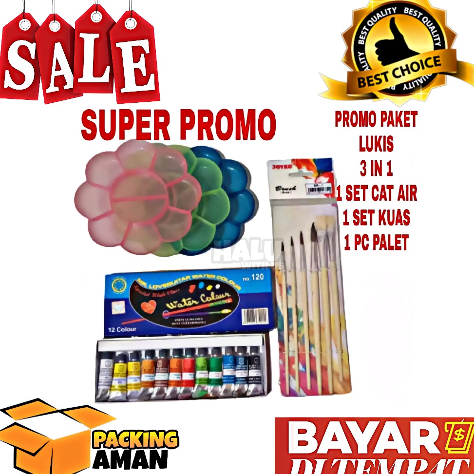 

Super Delivery BISA COD PROMO 1 Set Paket Melukis 3 In 1 Kuas Lukis Cat Air Palet Peralatan Kuas Seni Lukis