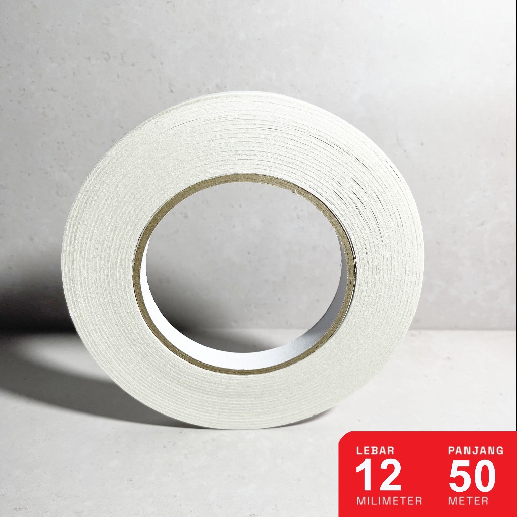 

Double Tape Putih Solatip Lakban Putih 12mm x 50meter Isolasi Tape Bolak Balik