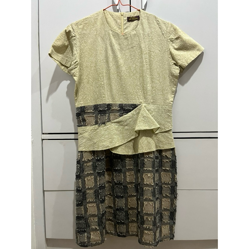 PRELOVED Dress Pesta / Dress Kerja / Dress Kantor Unik Mix Bahan