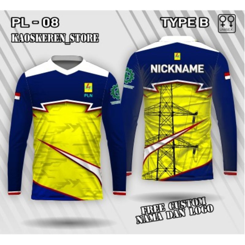 Jersey dinas PLN lengan panjang baju pln kaos Jersey pln free custom