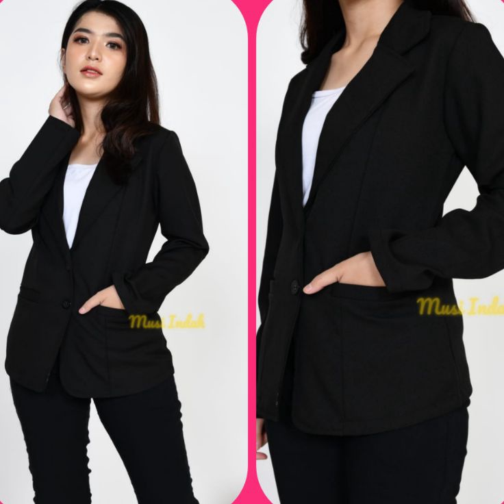 Grosir Promo  Blazer Hitam Kerja Kantor Formal Wanita Jas Wanita Hitam Kerja