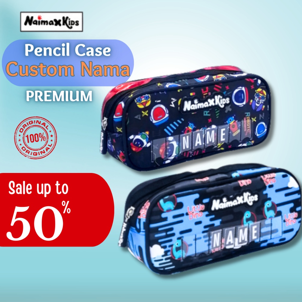 

KODE A39N Pencil Case Custom Nama Naimax kids Pencil Case Medium Anak LakiLaki