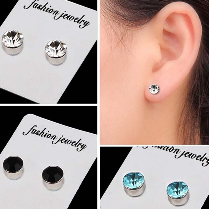 Warna Berlian Magnet Tanpa Lubang Telinga AntingAnting Magnet Kuat Model Pria dan Wanita Tanpa Luban