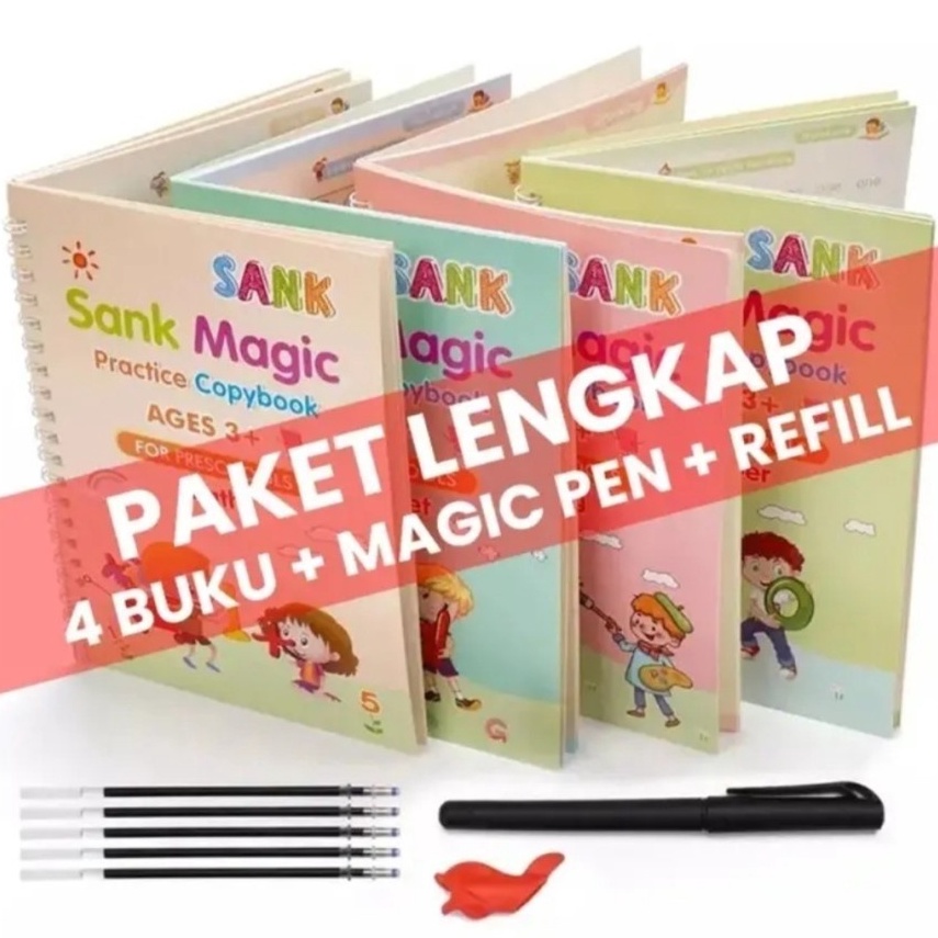 

Harga Meriah 1 Set Dapat 4 Buku Pena Magic Practice Book Belajar Alfabet Lukisan Aritmatika