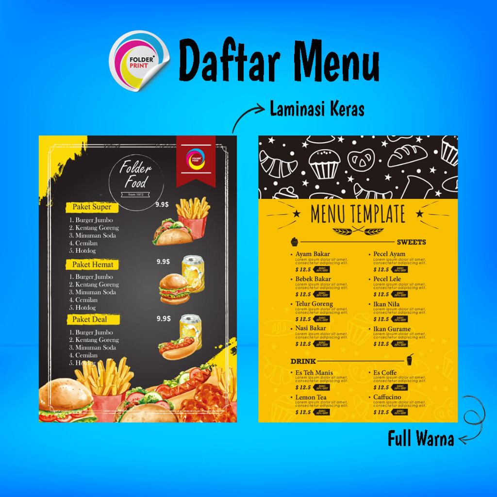 

Daftar Menu Makanan Minuman Cafe Custom A3 A4