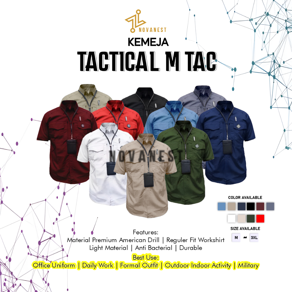 NOVANEST - Kemeja M-TAC Lengan Pendek American Drill Katun Premium Unisex Indoor Outdoor All Activit