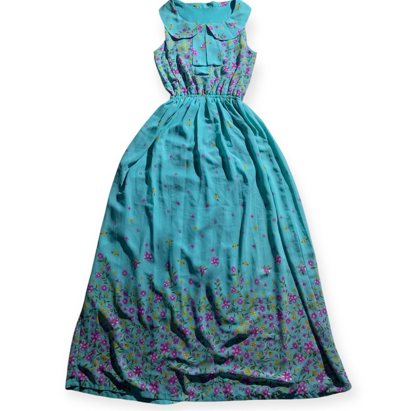 Dress Panjang Tanpa Lengan Motif Bunga (Preloved)
