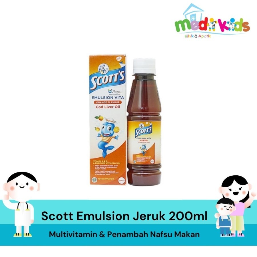 Scott Emulsion Jeruk 200ml  Scott's Emulsion Jeruk 200 ml