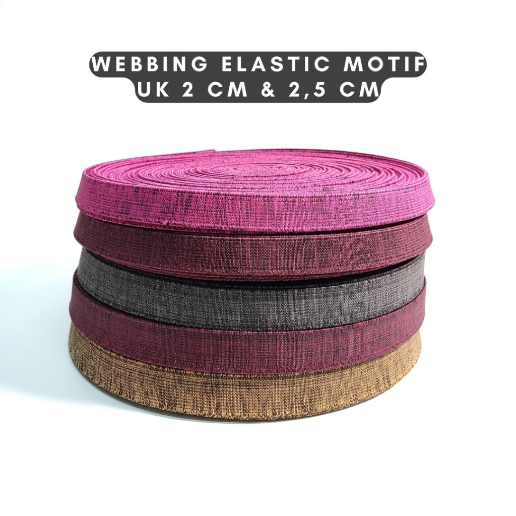 tali webbing elastis motif | tali bisban | 2 CM & 2,5 CM | webbing