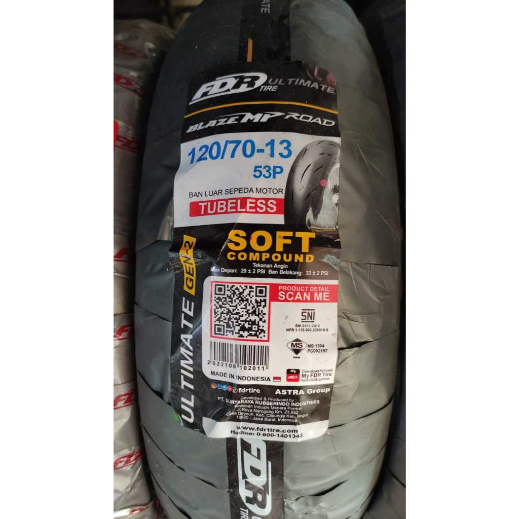 BAN LUAR FDR BLAZE MP UKURAN 120/70-13 / 140/70-13