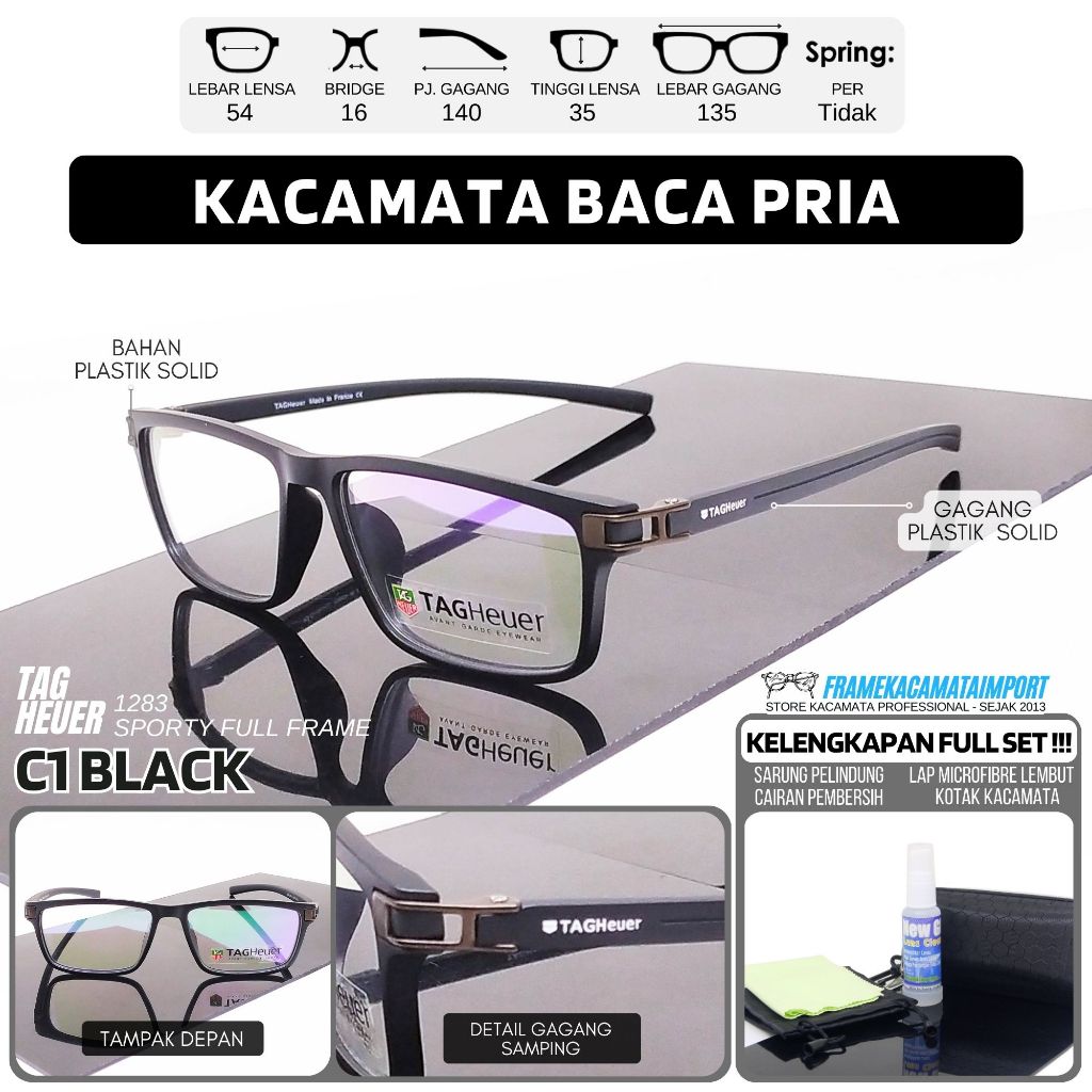 Kacamata Frame Lensa Plus Sporty Kaca Mata Baca