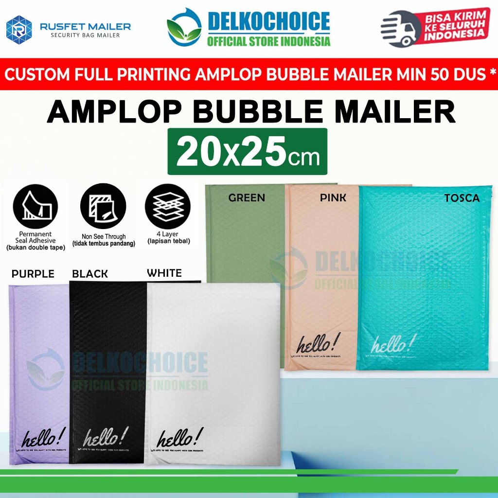 

Amplop Bubble Mailer 20 x 25 cm Security Envelope Bag Bungkus Wrap Paket Premium Termurah RUSFET /SATUAN