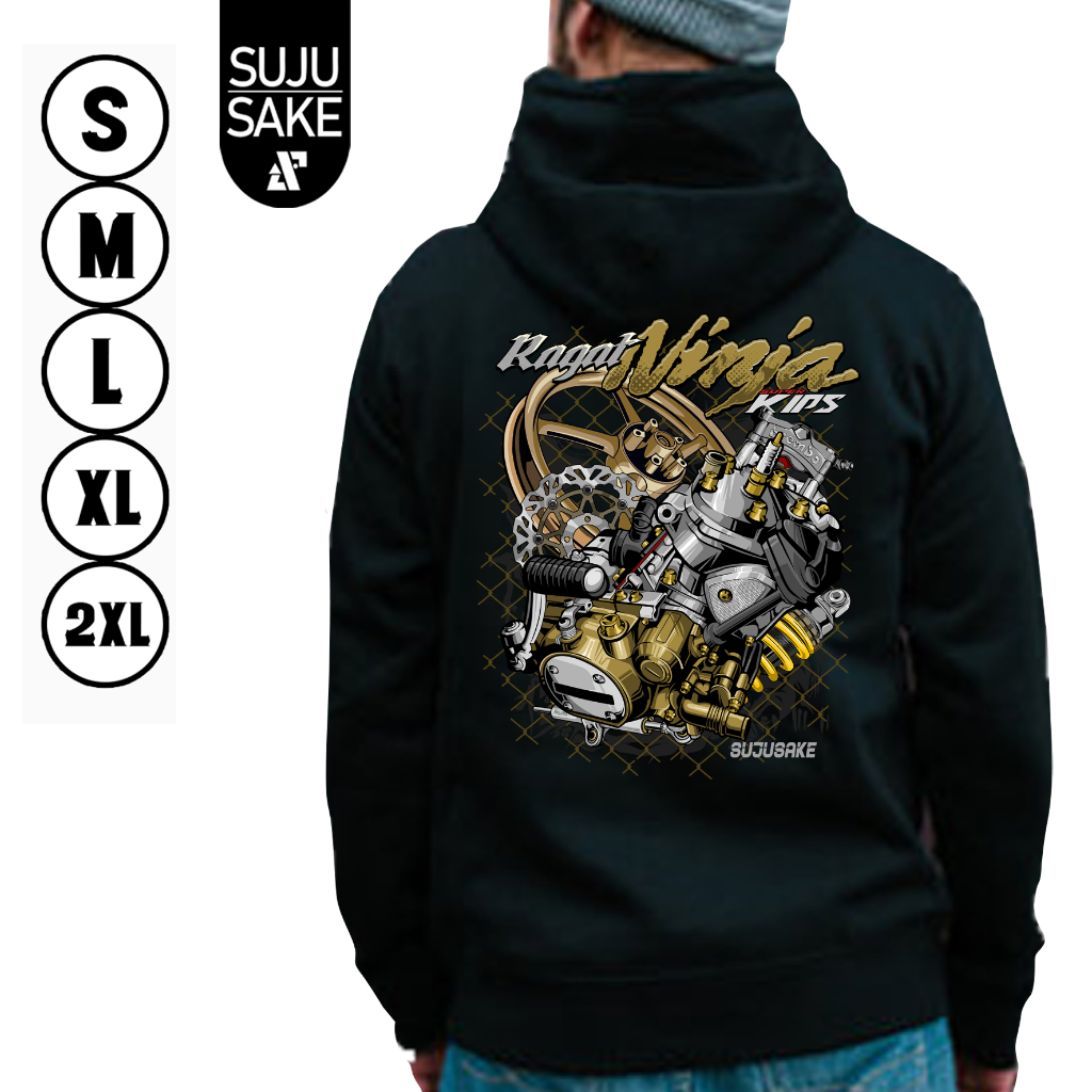 Sujusake Industries Jaket Hoodie Hodi Hodie Hudi Jemper Kupluk Komunitas Club Motor Kawasaki Ninja N