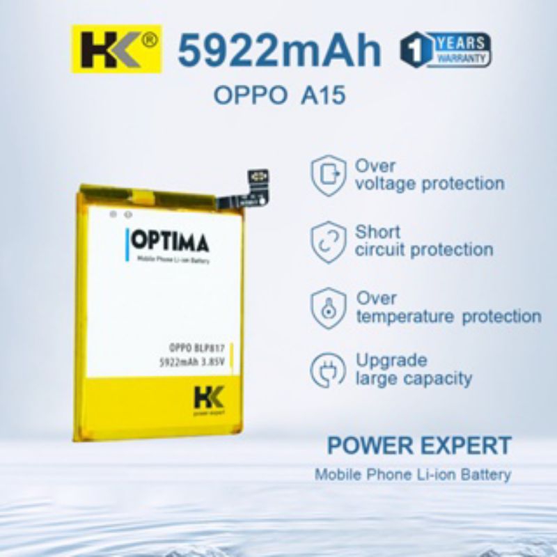 HK Optima Baterai Oppo A15 A15S BLP817 5922 mAh 3.85V Double IC
