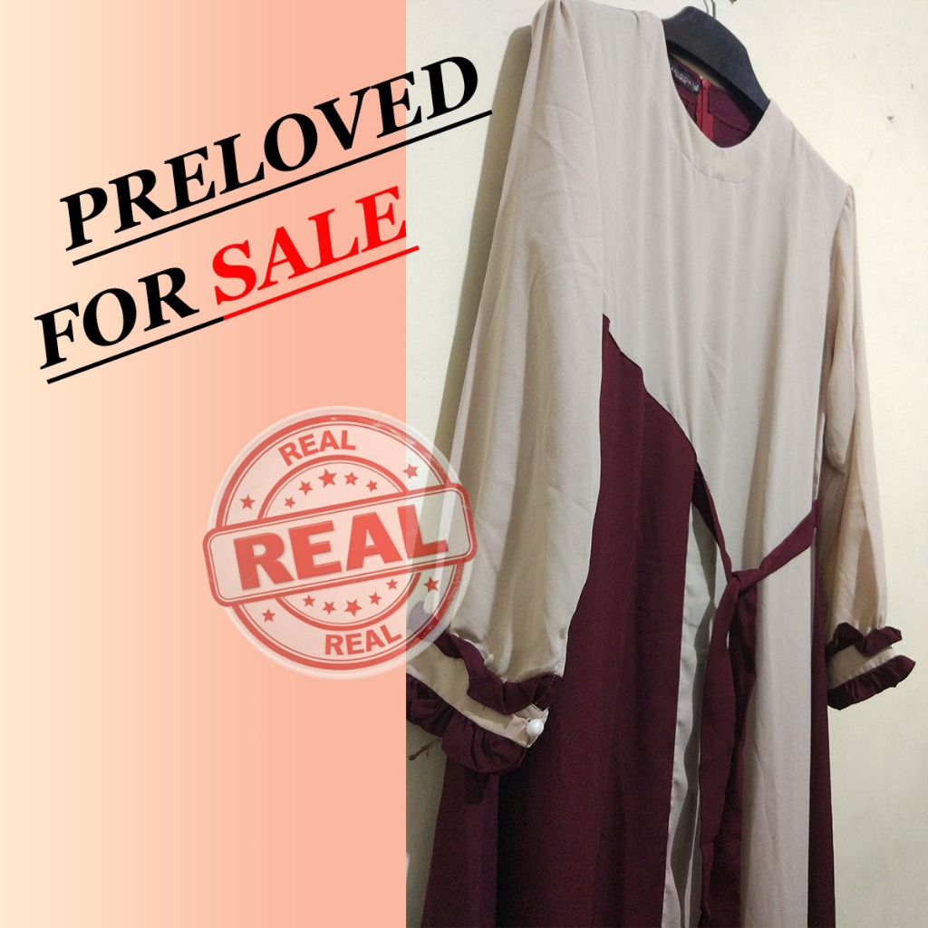 Gamis merah maroon krem