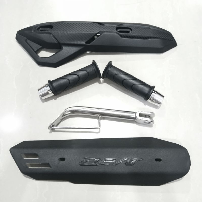 Standar Samping beat Chrome + Pelindung Knalpot Airblade Beat+Hand grip Honda + Jalu PCX- Cover Tutu