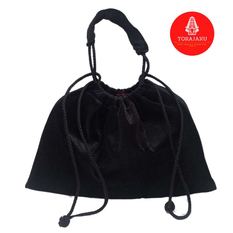 TORAJAKU Tas Beludru Toraja, Tas Hitam Beludru Toraja, Tas Toraja, Sepu' Toraja Hitam Polos bucket b