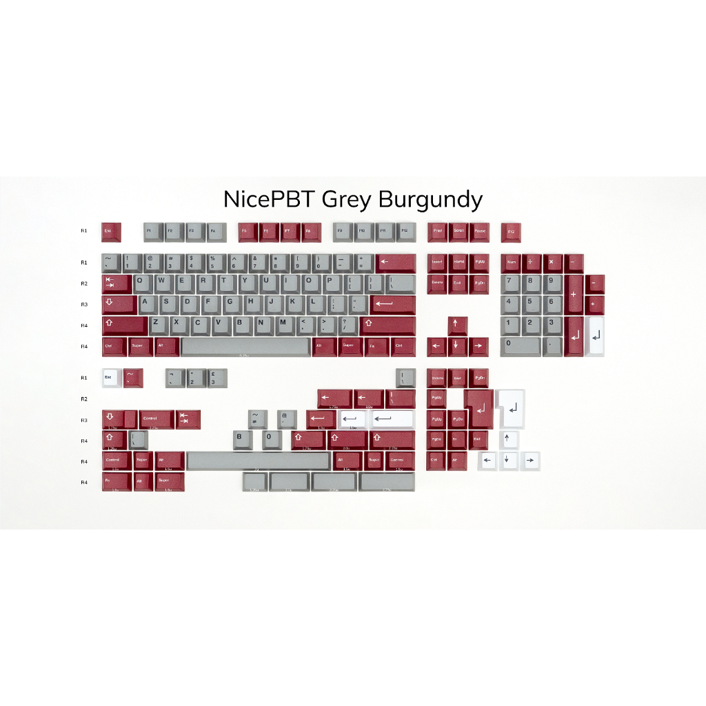 Keycaps Keycap Cannoncaps CannonKeys Nicepbt NPBT Grey Burgundy PBT Dyesub dye sub Cherry Profile