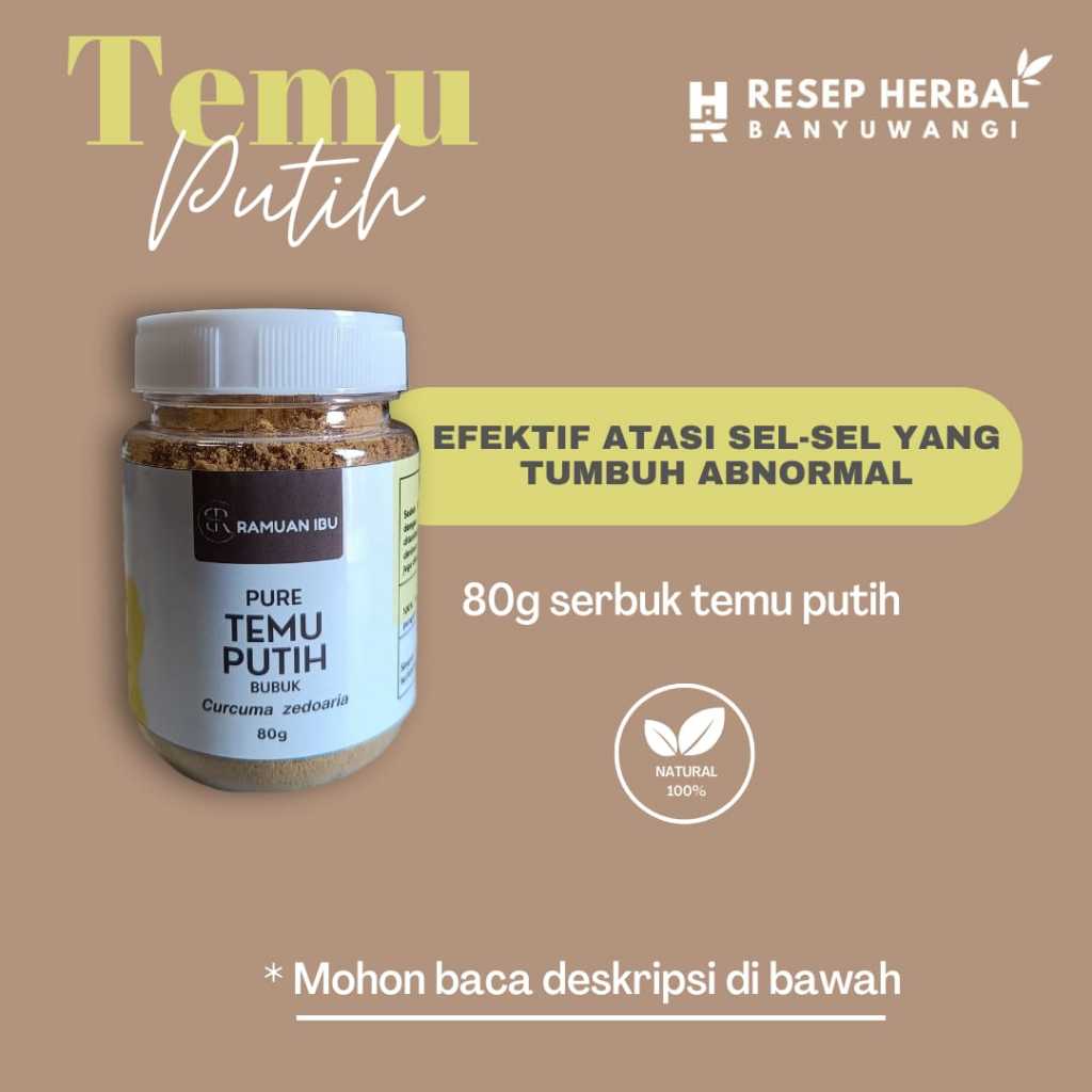 

Temu Putih Bubuk (Curcuma Zedoaria) White Turmeric Powder 80g, Ramuan Ibu by Resep Herbal Banyuwangi)