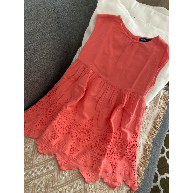 preloved dress katbol baby girls katun bordir bolong embroiderry size 1-3t soft orange brand baby GA