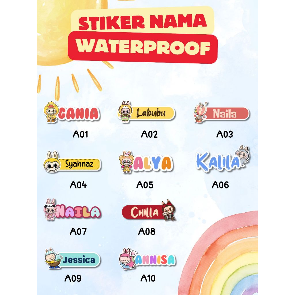 STIKER NAMA STIKER LABEL NAMA STIKER NAMA ANTI AIR STIKER WATERPROOF STIKER NAMA THUMBLER STIKER