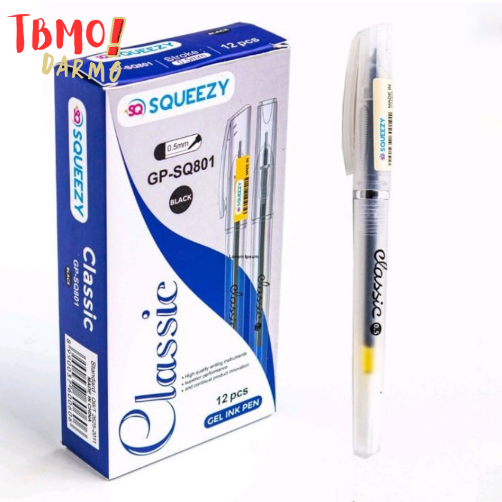 

TBMO (PACK) GEL PEN SQUEEZY CLASSIC GP-SQ801 0.5MM HITAM ISI 12