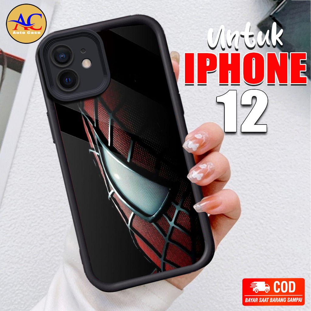 Softcase Glass kaca untuk IPHONE 12 SPDRMN Casing Handphone Case Hp Procamera