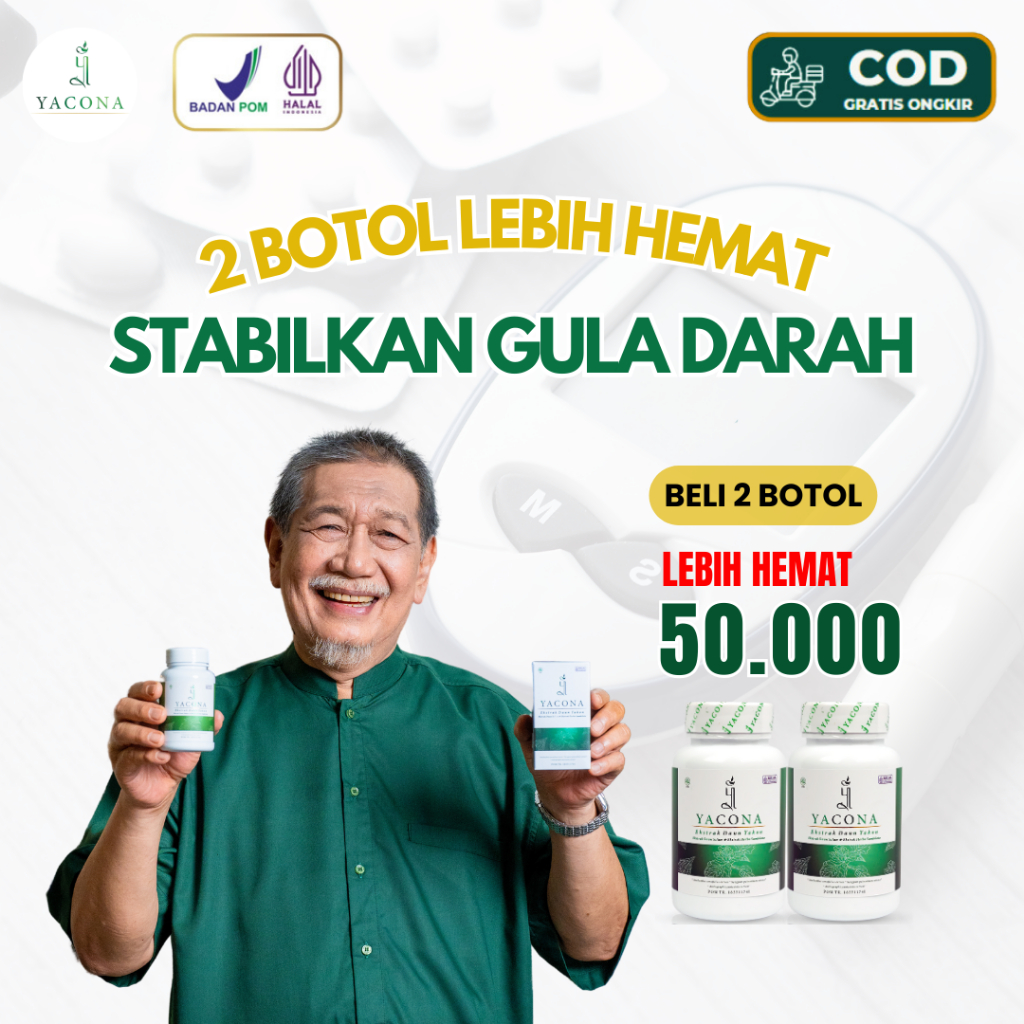 Yacona Kapsul Herbal Diabetes Stabilkan Gula Darah Tinggi isi 60 Kapsul