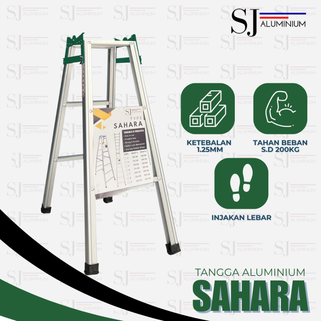 TANGGA SAHARA - Tangga Lipat Aluminium - Tangga Aluminium / Aluminium Ladder - JUMBO Hijau 1 M / 1 M