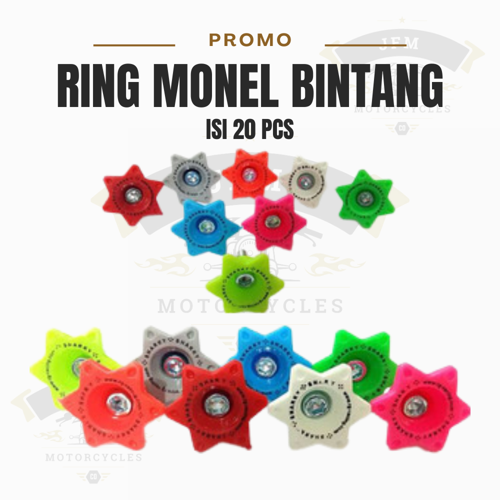 RING MONEL BINTANG VARIASI MOTOR PLUS BAUT / MONEL MODEL SEGITIGA ISI 20PCS+BAUT UNIVERSAL