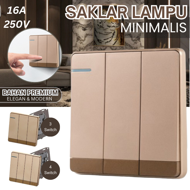 Saklar Lampu Minimalis 86 Switch 3 4 Cetekan Tombol On Off Listrik Tembok Dinding Rumah