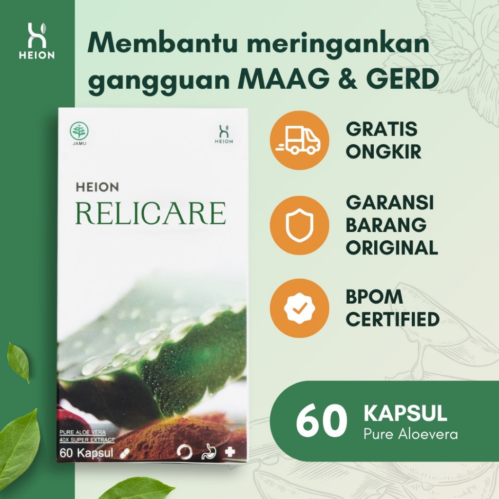 Heion Relicare 60 KAPSUL @500mg Membantu Meringankan Gangguan Lambung Heion Official