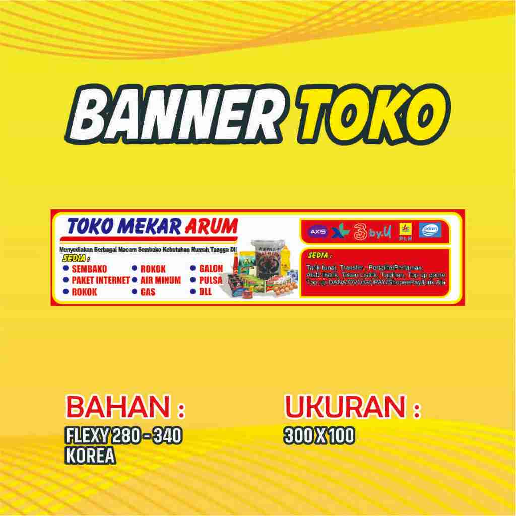 Spanduk Banner Toko/ Banner Toko Custom/ Free Desain/ Spanduk Toko