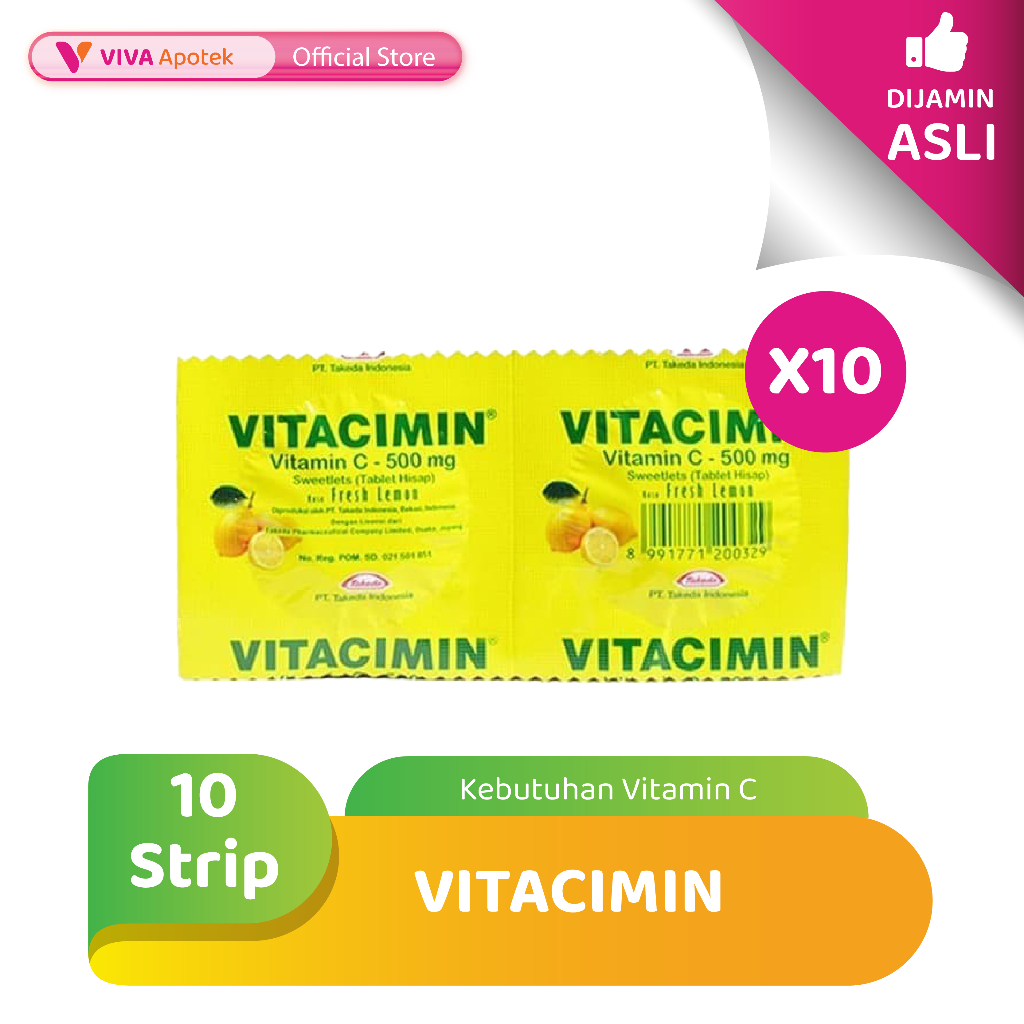 Vitacimin untuk Kebutuhan Vitamin C (Pack - 10 Strip)