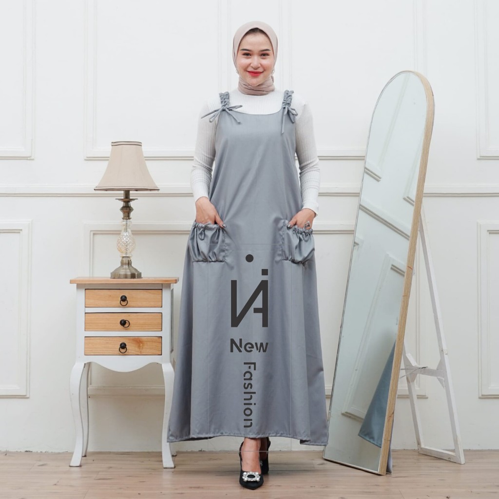 Rhitsuki, Gamis, Overall wanita, Katun Toyobo Polos, Dress Korean Style, Jumpsuit wanita