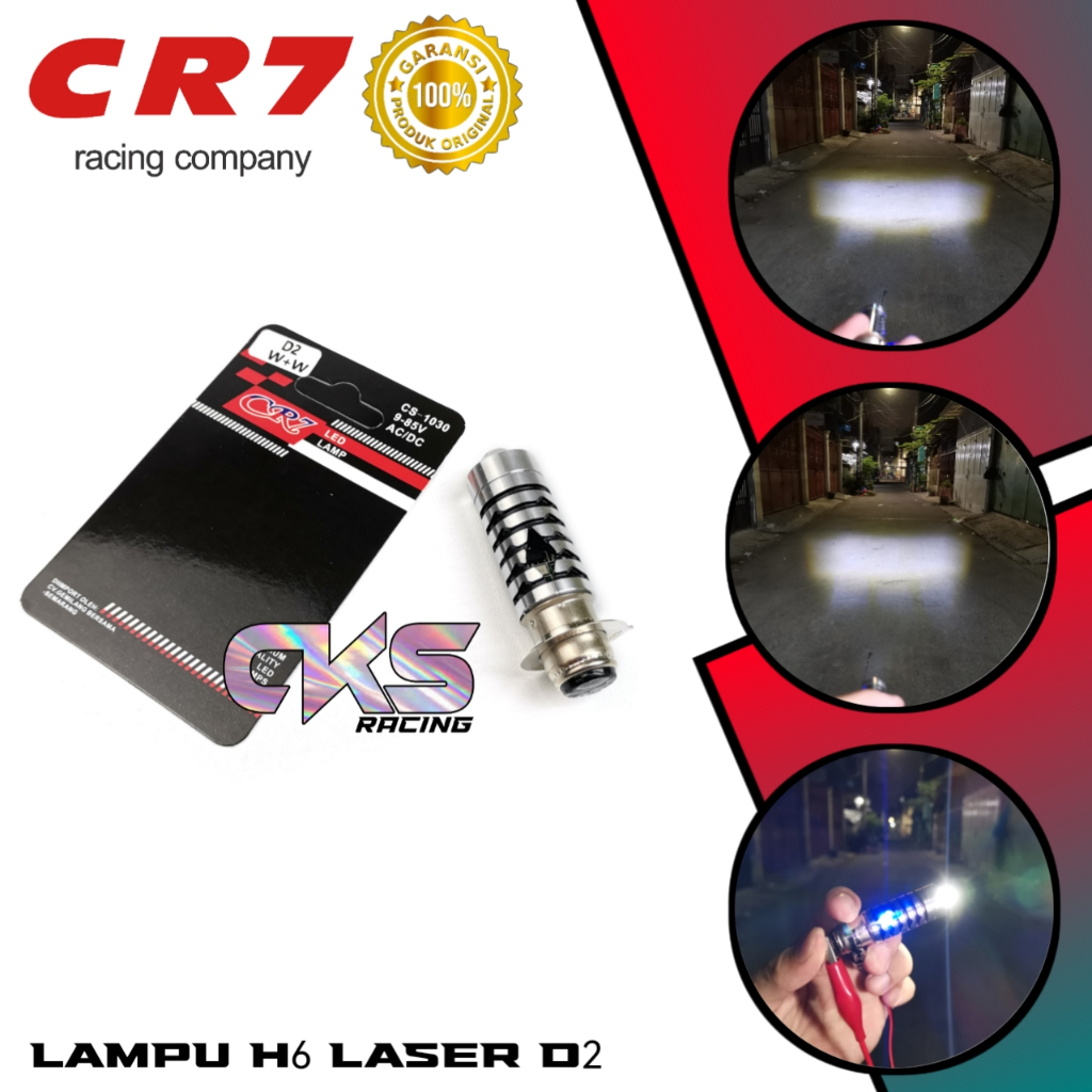 CR7 LAMPU LED H6 LASER HI LO LAMPU UTAMA MOTOR LED LASER H6 LASER 2 COLOUR