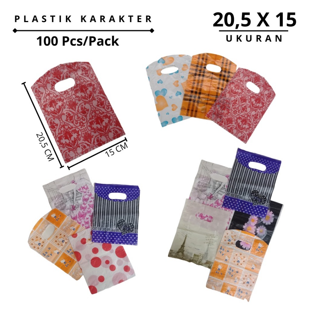 Kantong plastik karakter/kantong parfum/accsesoris ukuran 15x22/1pak @100pcs
