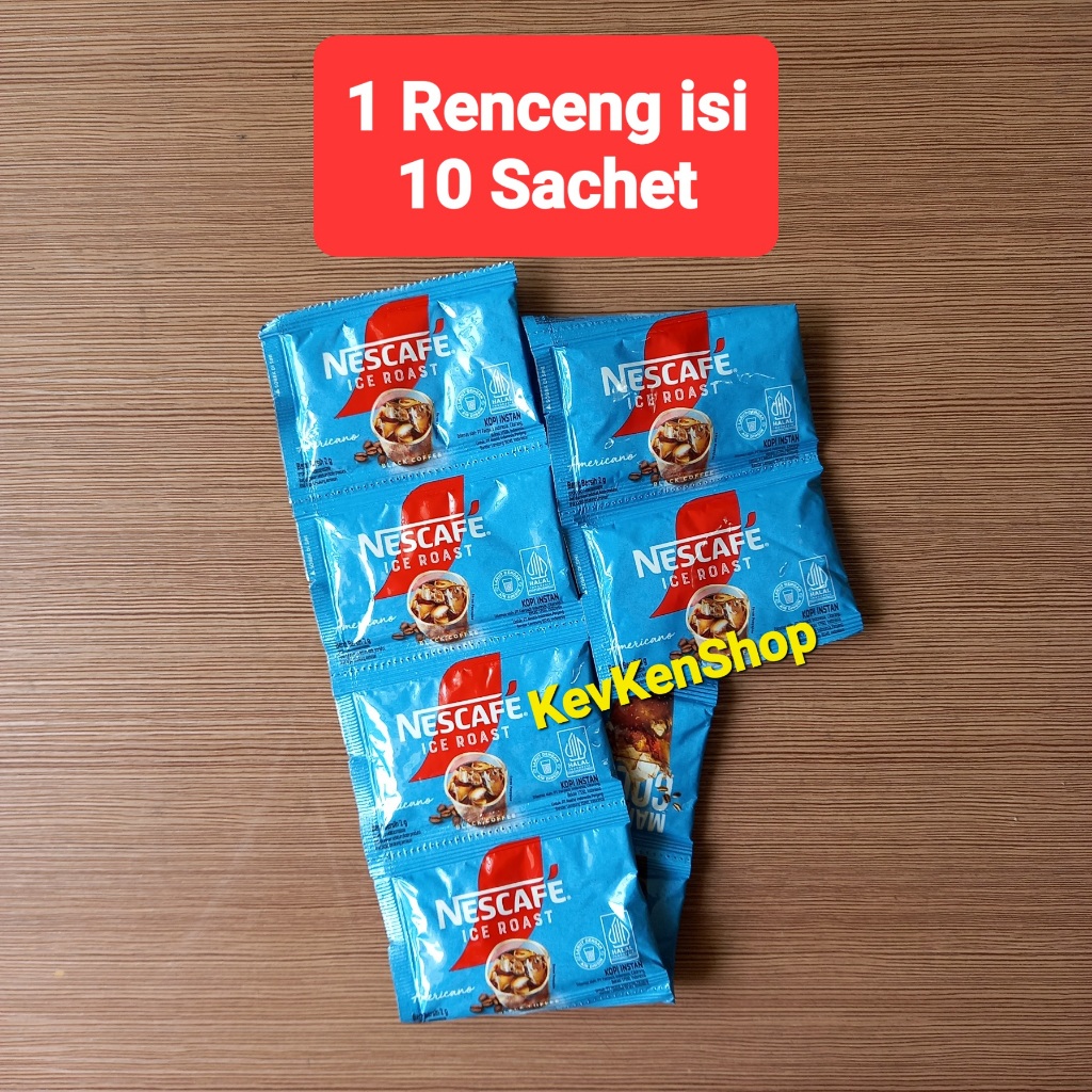 

Kopi NESCAFE ICE ROAST AMERICANO Hitam Black Coffee Harga per Renceng isi 10 Sachet