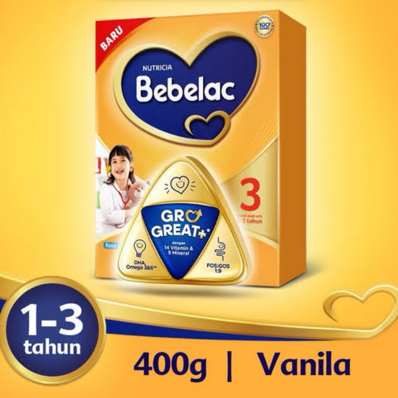 

Bebelac Go Great+ 3 dan 4 rasa Vanila 400gr