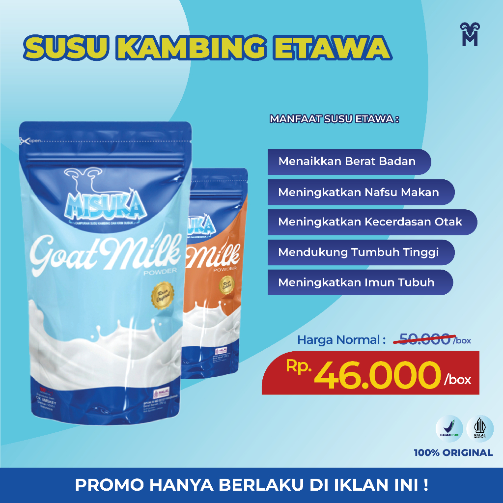 

Misuka susu kambing etawa, beli dua paket lebih murah untuk meningkatkan nafsu makan anak