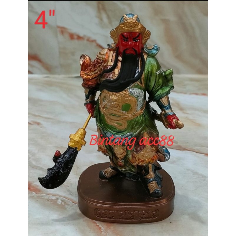 patung dewa kwan kong/ kwan kung - berdiri - fiber - 4inch