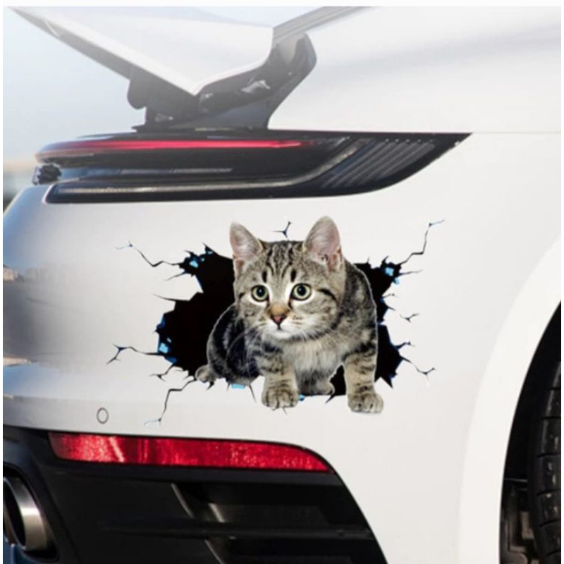 

stiker kucing lucu 3D, stiker print cutting, anti air dan panas, ukuran 15 x 20 cm
