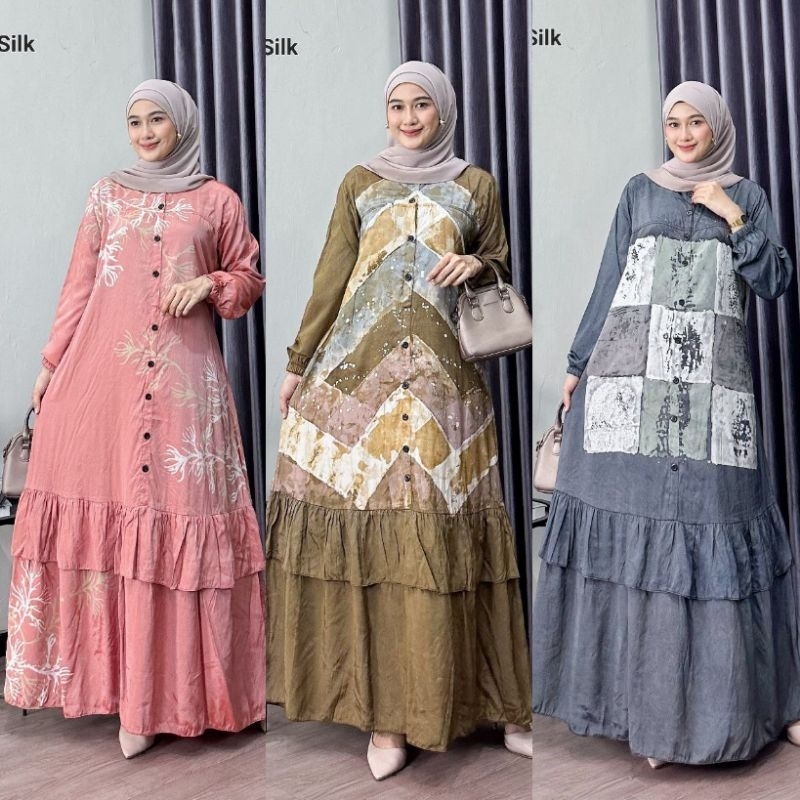 GAMIS SUTRA SILK ORI/ GAMIS REMPEL/ GAMIS SILK/ GAMIS MEWAH/ KAFTAN/ GAMIS PELANGI