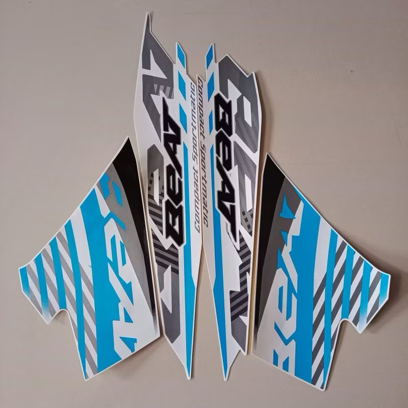 STIKER STRIPING LIS BODY HONDA BEAT FI 2021 BEAT DELUX PUTIH BIRU