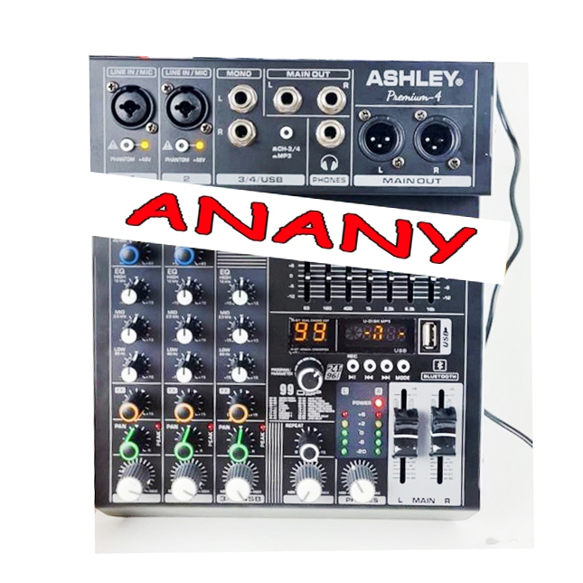 Mixer Ashley Premium 4 Premium4 Usb Mp3 Recording Original 4 Channel Mixer,2 Mono/2 Stereo