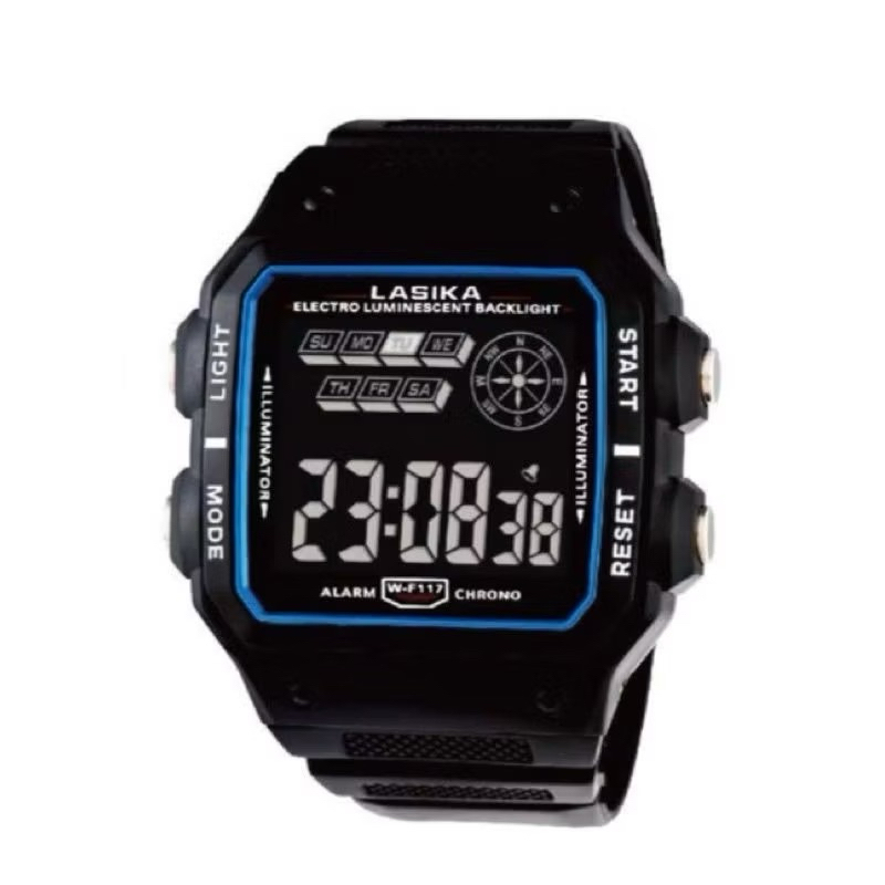 Promo Cuci Gudang jam tangan pria Wanita digital persegi Lasika W-F117 Original k sport Water Resist